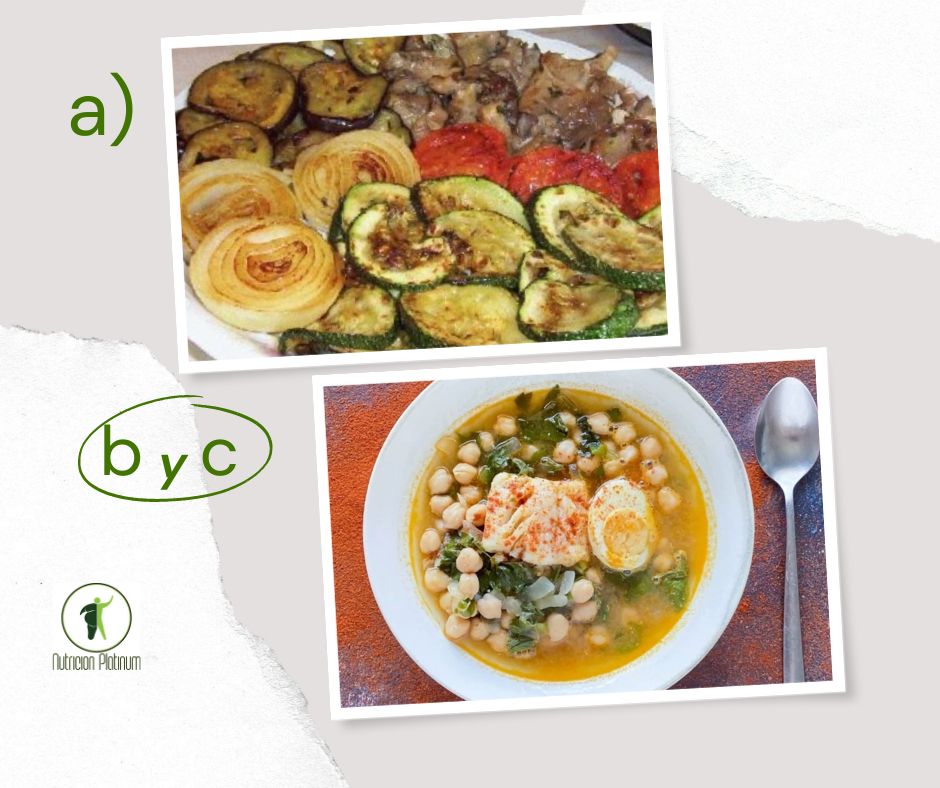 Parrillada de verduras con potage de bacalao